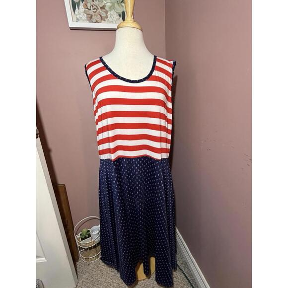 LuLaRoe Dresses & Skirts - LuLaRoe Nicki Dress 3XL Patriotic Red White Blue Anchors Sleeveless